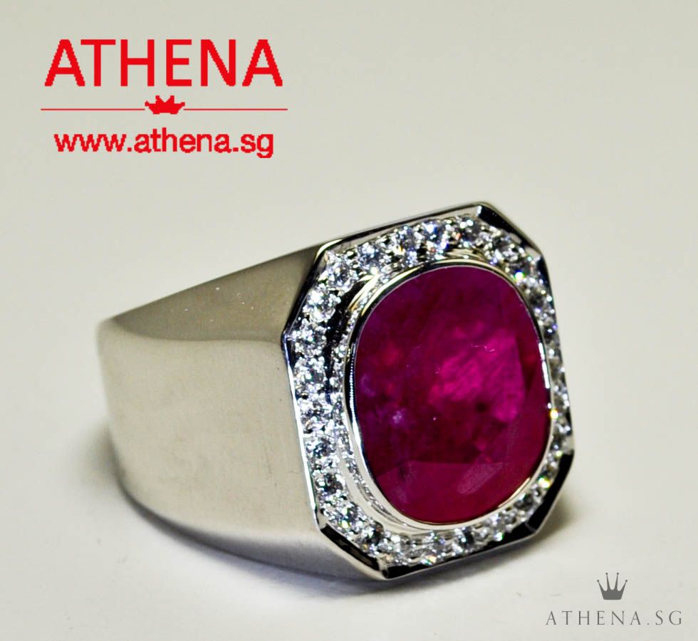 18K WG RUBY RING WITH DIAMOND D26-0.65CTS 13.66G - Image 6