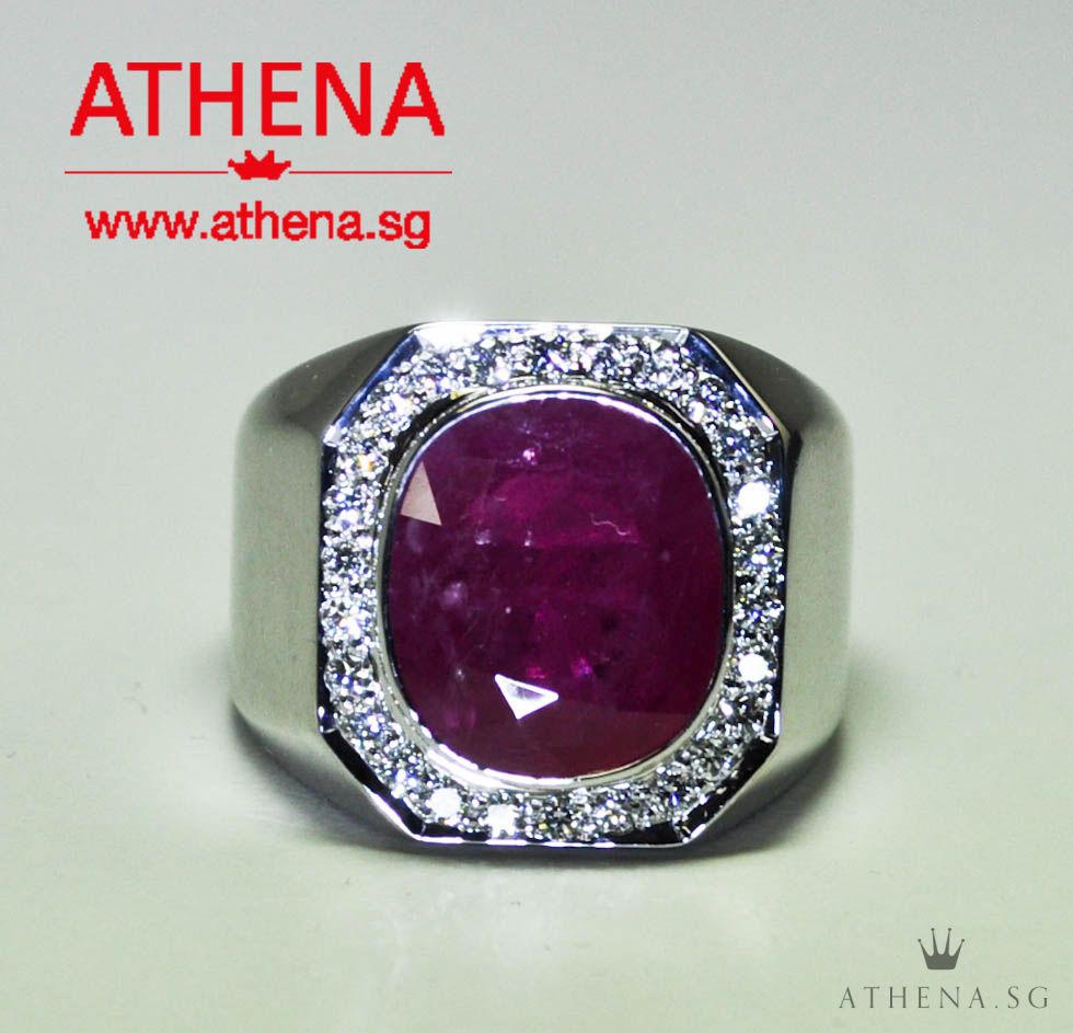 18K WG RUBY RING WITH DIAMOND D26-0.65CTS 13.66G