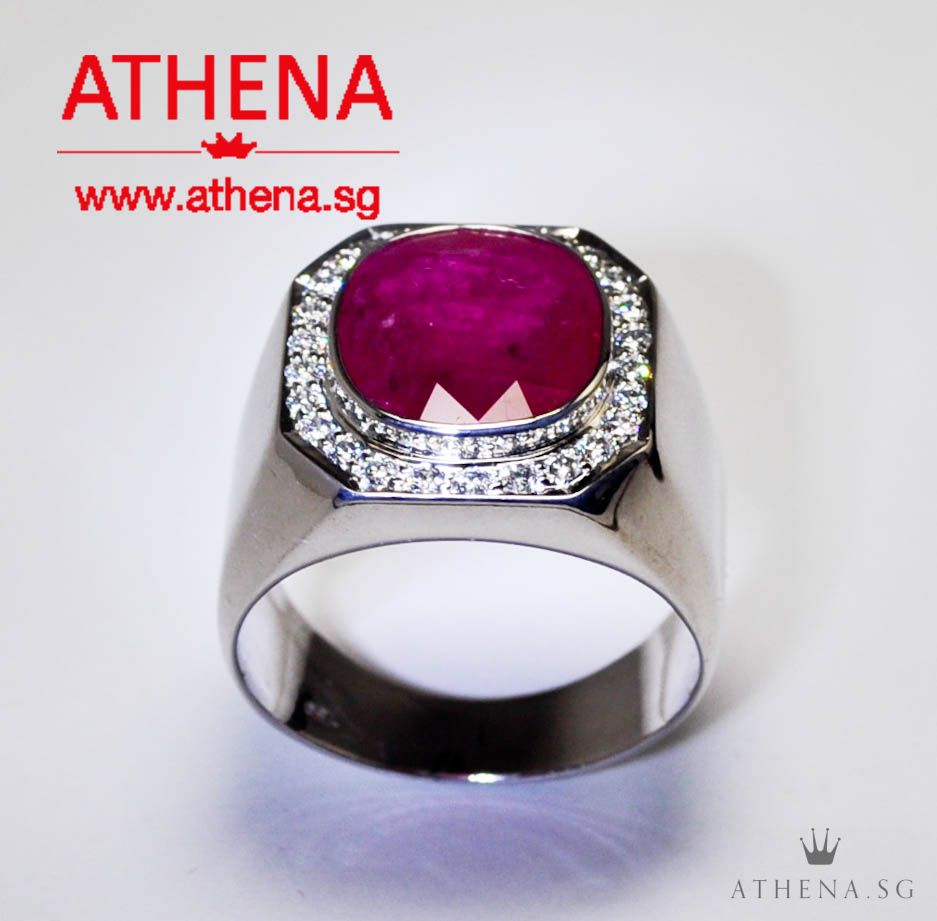 18K WG RUBY RING WITH DIAMOND D26-0.65CTS 13.66G - Image 5