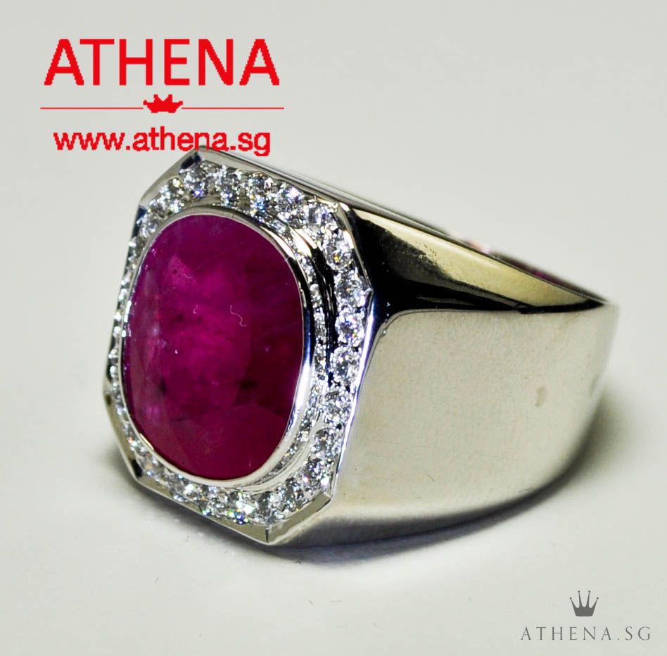 18K WG RUBY RING WITH DIAMOND D26-0.65CTS 13.66G - Image 3