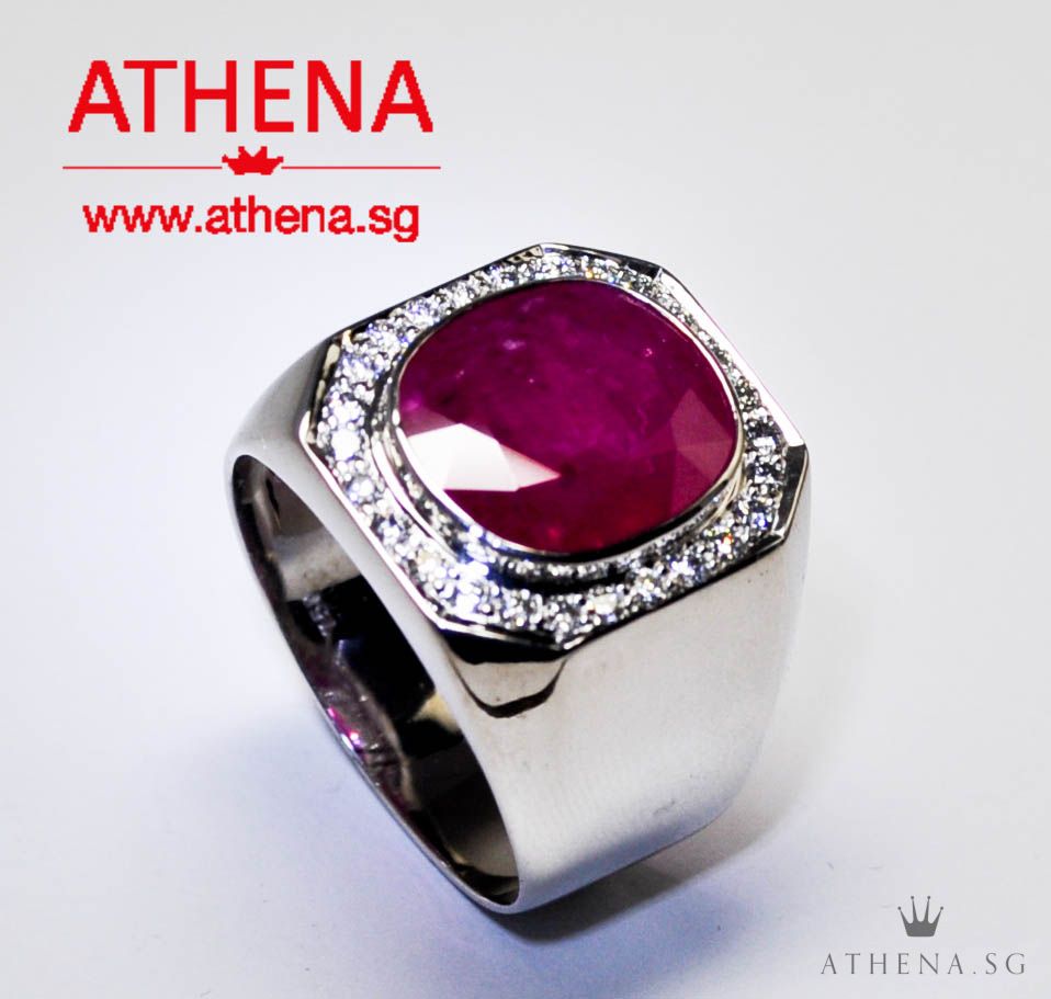 18K WG RUBY RING WITH DIAMOND D26-0.65CTS 13.66G - Image 4