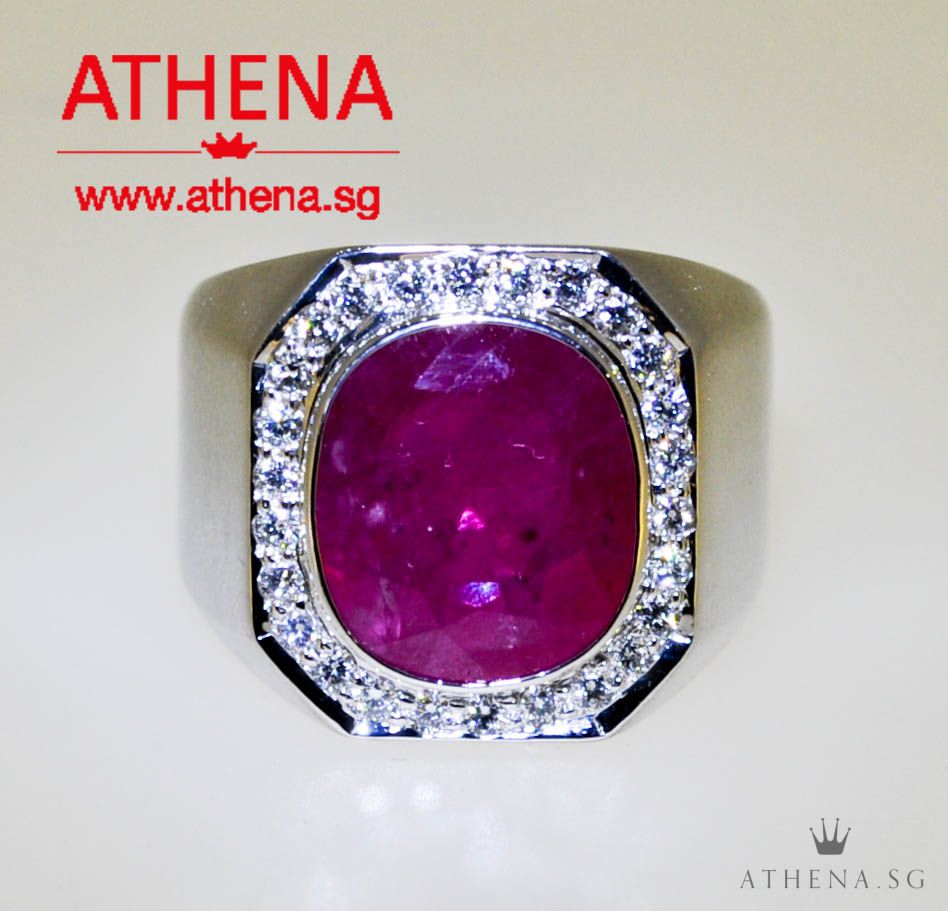 18K WG RUBY RING WITH DIAMOND D26-0.65CTS 13.66G - Image 2