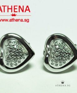 Alternative view of 18K WG HEART SHAPE DIAMOND EARRING D60-0.60CTS 7.28G
