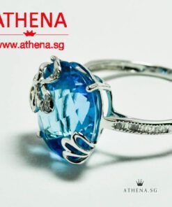 Alternative view of 18K WG TOPAZ RING WITH DIAMOND D5-0.08CTS TD20-0.25CTS 4.20G