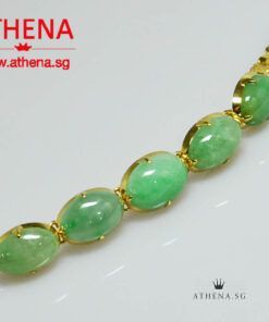 TYPE "A" 20K YG NATURAL JADE BRACELET 14.05G (WITH CERT)
