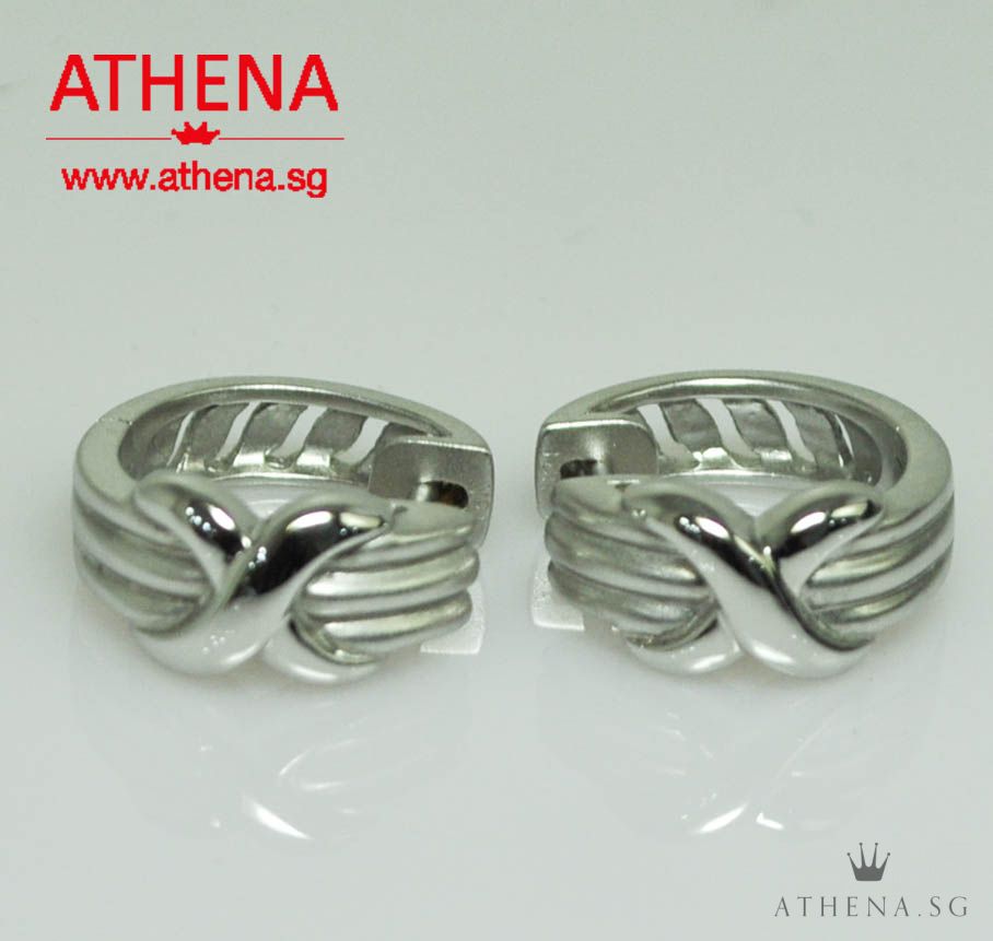 18K WG X DESIGN EARRING 4.65G