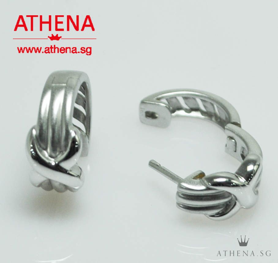 18K WG X DESIGN EARRING 4.65G - Image 4