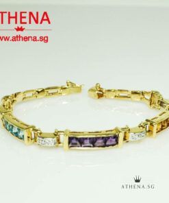 Alternative view of 18K YG SEMI PRECIOUS STONE BRACELET WITH DIAMOND D12-0.12CTS 14.33G