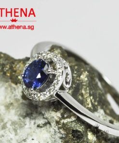 18K WG BLUE SAPPHIRE RING WITH DIAMOND D19-0.19CTS 2.00G (SIZE 16)
