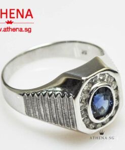 Alternative view of 18K WG BLUE SAPPHIRE RING WITH DIAMOND D15-0.35CTS 5.65G (SIZE 16)