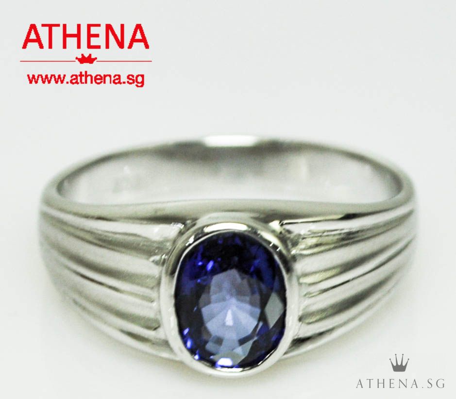 18K WG BLUE SAPPHIRE RING 5.93G (SIZE 19)