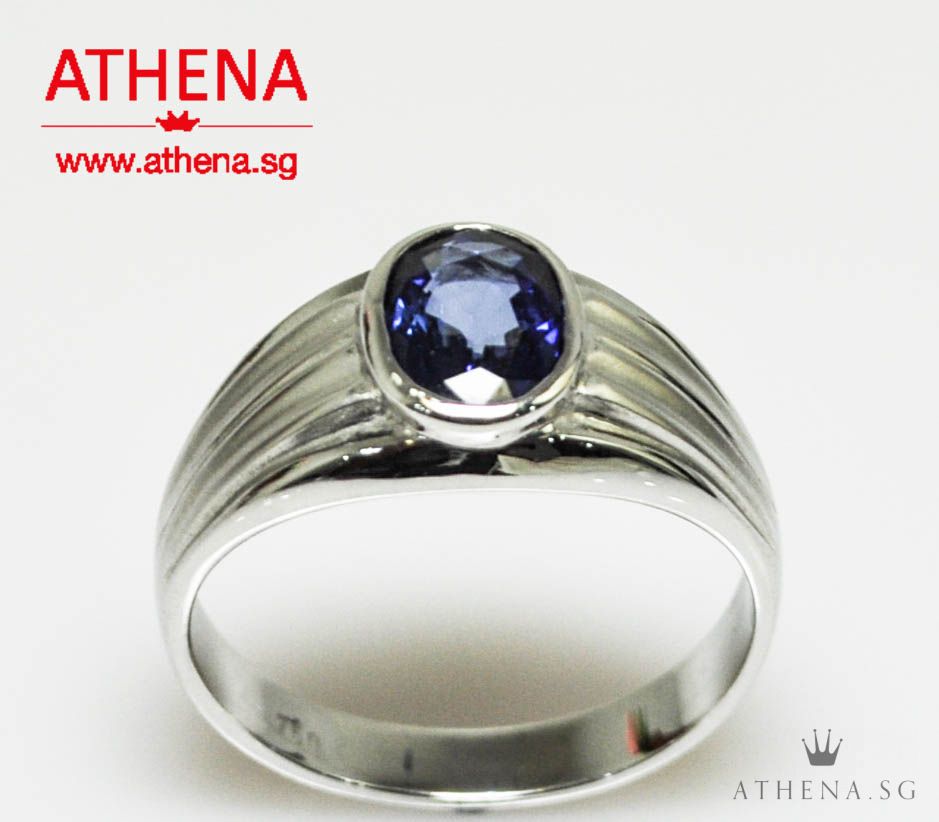 18K WG BLUE SAPPHIRE RING 5.93G (SIZE 19) - Image 3