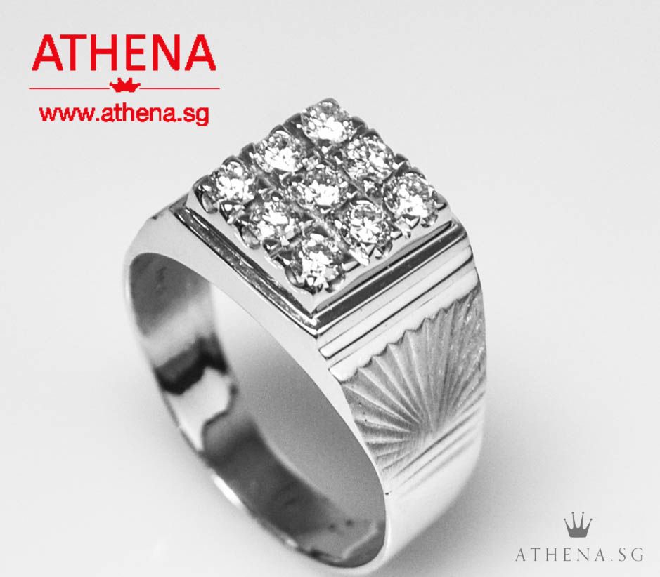 20K WG DIAMOND RING D9-0.45CTS 5.06G (SIZE 18) - Image 2