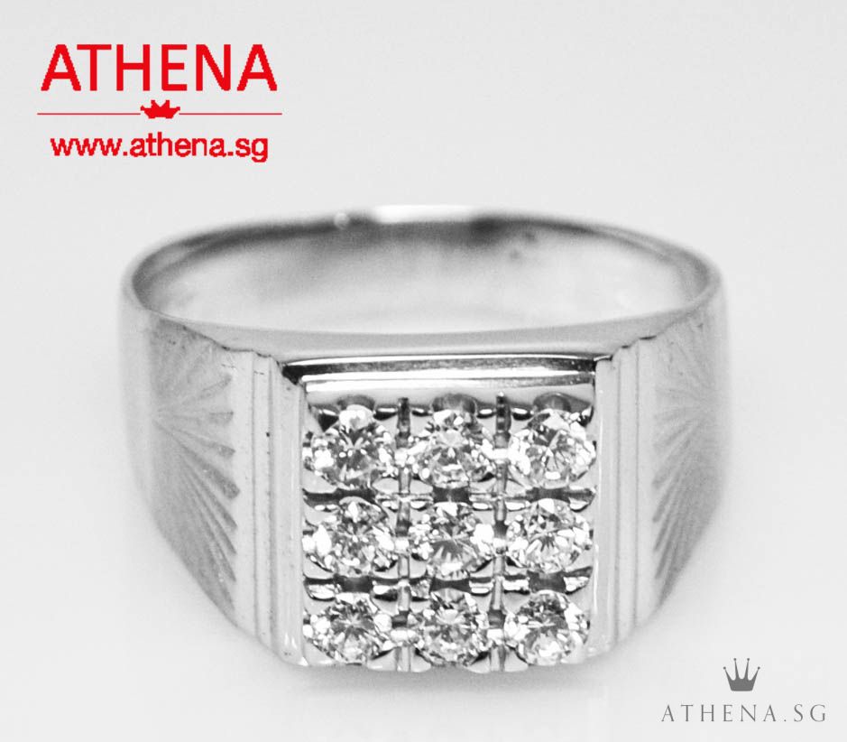 20K WG DIAMOND RING D9-0.45CTS 5.06G (SIZE 18)