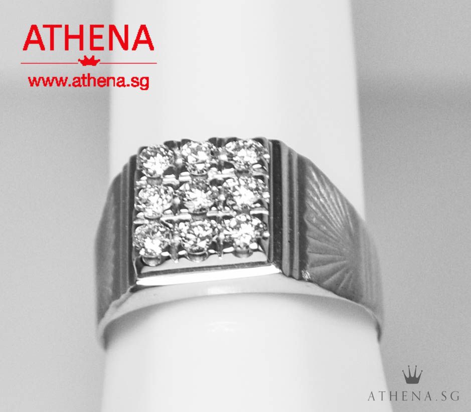 20K WG DIAMOND RING D9-0.45CTS 5.06G (SIZE 18) - Image 3