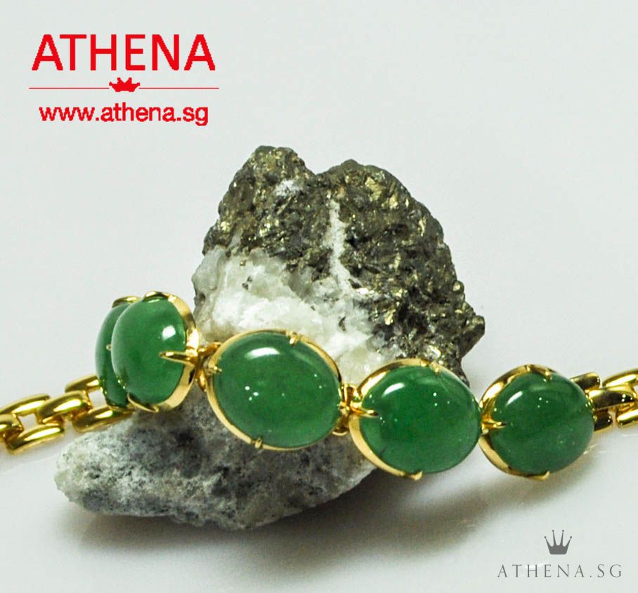 20K YG JADE BRACELET 12.05G