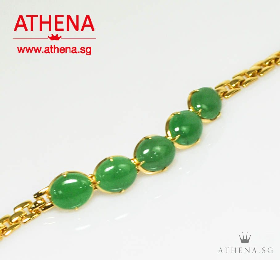 20K YG JADE BRACELET 12.05G - Image 2