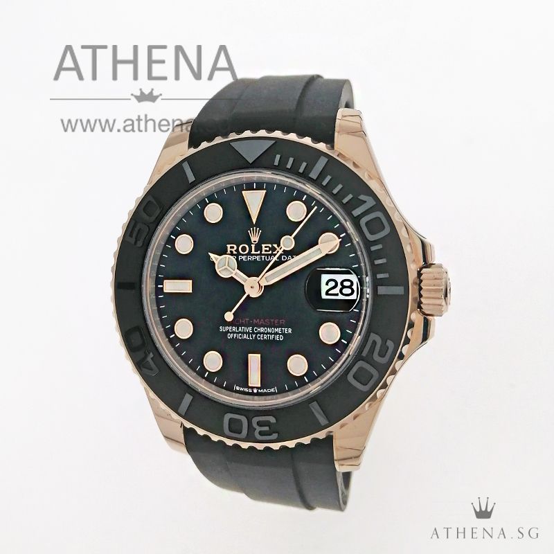 LIKE NEW !!! 18K EVEROSE GOLD OYSTER PERPETUAL DATE YACHT MASTER 37 "AN" SERIES WITH BOX & CERT 268655