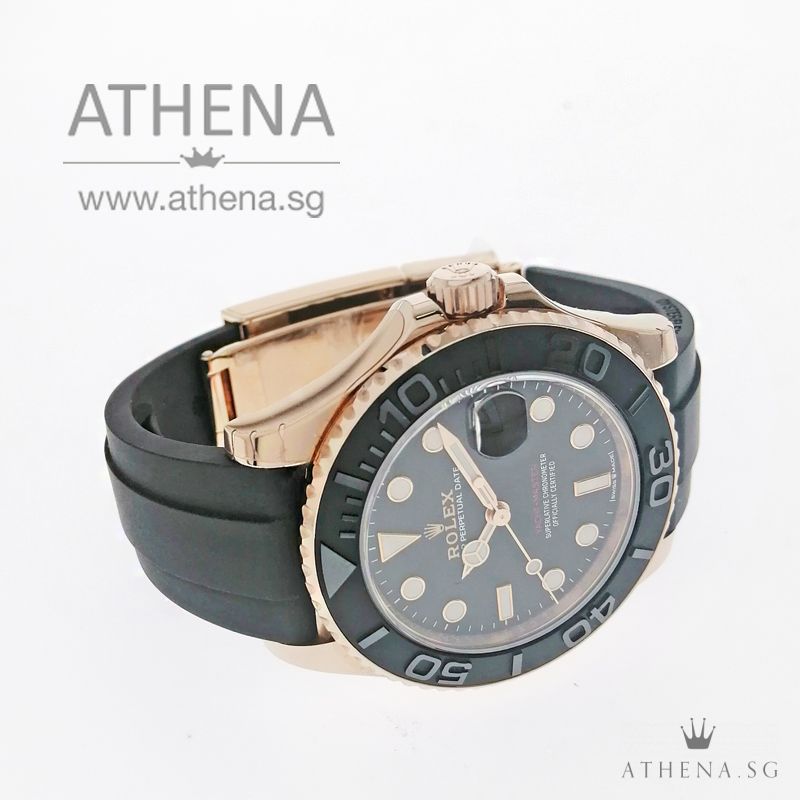 LIKE NEW !!! 18K EVEROSE GOLD OYSTER PERPETUAL DATE YACHT MASTER 37 "AN" SERIES WITH BOX & CERT 268655 - Image 2