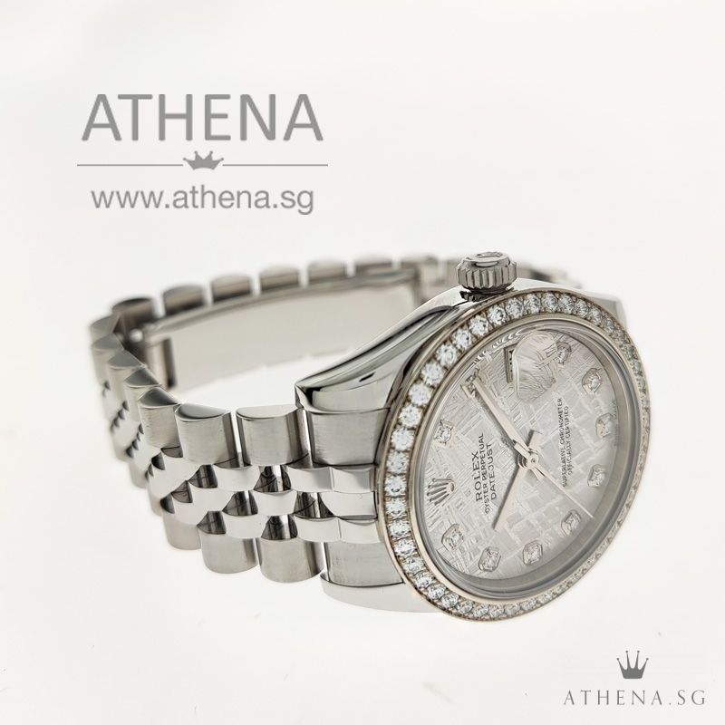 ROLEX MID-SIZE OYSTER PERPETUAL DATEJUST LADY 31 "AN" SERIES "METEORITE DIAMONDS DIAL" WITH ORIGINAL FACTORY SETTING DIAMOND BEZEL 178384 - Image 2