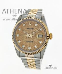 ROLEX "HALF-GOLD" MENS OYSTER PERPETUAL DATEJUST "W" SERIES "CHAMPAGNE JUBILEE DIAMOND DIAL" WITH CERT 16233