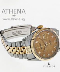 Alternative view of ROLEX "HALF-GOLD" MENS OYSTER PERPETUAL DATEJUST "W" SERIES "CHAMPAGNE JUBILEE DIAMOND DIAL" WITH CERT 16233