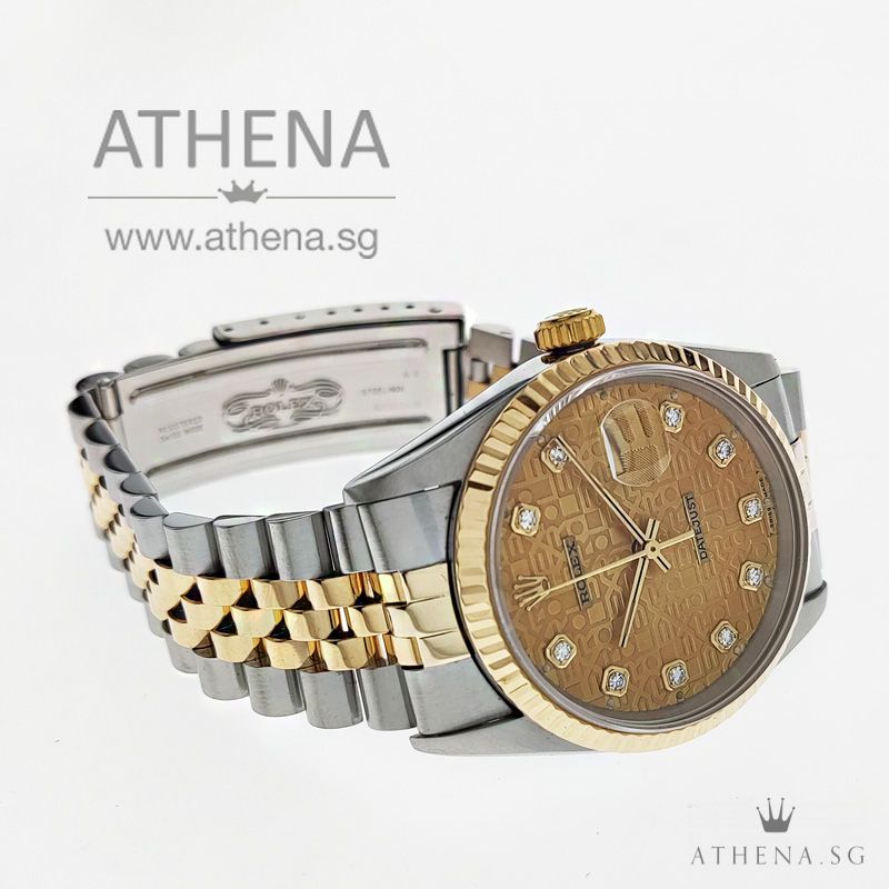 ROLEX "HALF-GOLD" MENS OYSTER PERPETUAL DATEJUST "W" SERIES "CHAMPAGNE JUBILEE DIAMOND DIAL" WITH CERT 16233 - Image 2