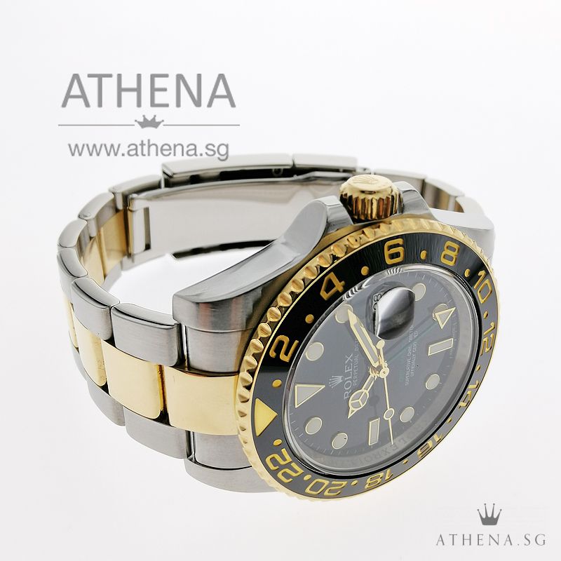 ROLEX YELLOW ROLESOR OYSTER PERPETUAL DATE GMT-MASTER II CERAMIC "AN" SERIES " BLACK DIAL" WITH BOX & CERT 116713LN - Image 2