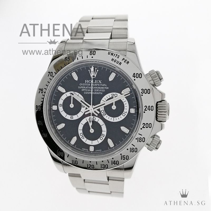 ROLEX OYSTER PERPETUAL COSMOGRAPH DAYTONA "AN" SERIES " BLACK INDEX DIAL" WITH BOX & CERT 116520