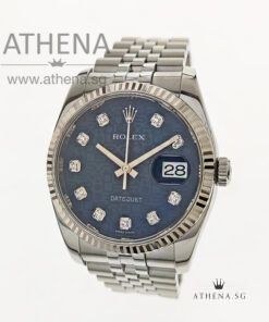 ROLEX MENS OYSTER PERPETUAL DATEJUST "AN" SERIES "DARK BLUE JUBILEE DIAMOND DIAL" WITH BOX & CERT 116234