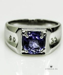 18K WG BLUE SAPPHIRE RING WITH DIAMOND S-1.75CTS D4-0.06CTS 8.78G (SIZE 17) (WITH NGI CERT)