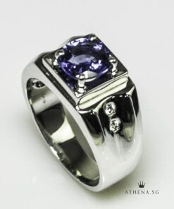 Alternative view of 18K WG BLUE SAPPHIRE RING WITH DIAMOND S-1.75CTS D4-0.06CTS 8.78G (SIZE 17) (WITH NGI CERT)