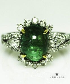 18K WG EMERALD RING WITH DIAMOND E-3.26CTS D48-0.82CTS 3.73G (SIZE 13.5) (WITH NGI CERT)