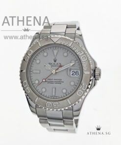 ROLEX ROLESIUM MIDSIZE OYSTER PERPETUAL DATE YACHT-MASTER "P" SERIES "PLATINIUM DIAL" WITH BOX & CERT 168622