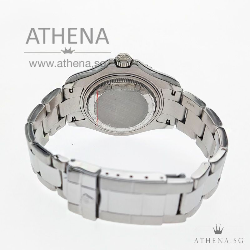 ROLEX ROLESIUM MIDSIZE OYSTER PERPETUAL DATE YACHT-MASTER "P" SERIES "PLATINIUM DIAL" WITH BOX & CERT 168622 - Image 3