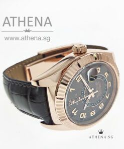 Alternative view of ROLEX 18K EVEROSE GOLD OYSTER PERPETUAL SKY-DWELLER "CHOCOLATE DIAL" WITH BOX & CERT 326135