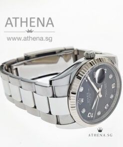 Alternative view of ROLEX MENS OYSTER PERPETUAL DATE "AN SERIES "BLACK DIAMOND & ARABIC NUMERAL DIAL": WITH CERT & POUCH 115234