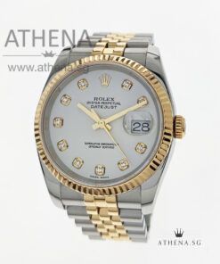 ROLEX YELLOW ROLESOR MENS OYSTER PERPETUAL DATEJUST " D " SERIES " WHITE DIAMONDS DIAL" 116233