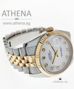 Alternative view of ROLEX YELLOW ROLESOR MENS OYSTER PERPETUAL DATEJUST " D " SERIES " WHITE DIAMONDS DIAL" 116233