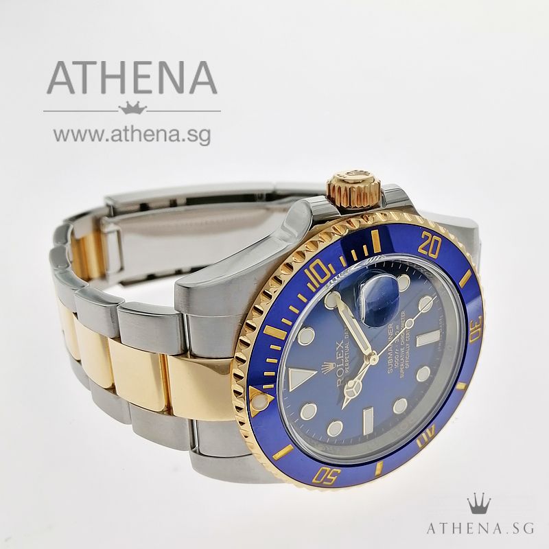 ROLEX YELLOW ROLESOR OYSTER PERPETUAL SUBMARINER DATE CERAMIC "AN" SERIES "BLUE DIAL" WITH BOX & CERT 116613LB (STILL UNDER AGENT WARRANTY) - Image 2