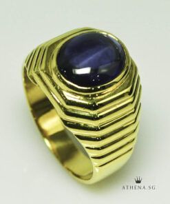 Alternative view of 20K YG BLUE SAPPHIRE RING 9.16G SIZE 18 (NGI CERT)