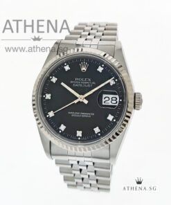 ROLEX MENS OYSTER PERPETUAL DATEJUST " W " SERIES " BLACK DIAMOND DIAL " 16234