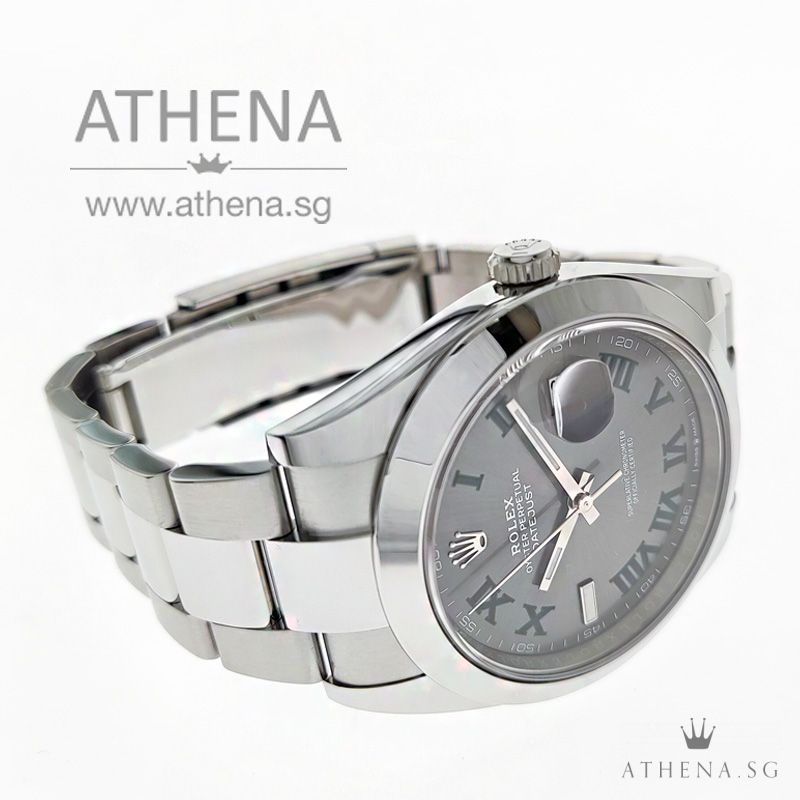 UNWORN !!! ROLEX MENS OYSTER PERPETUAL DATEJUST 41 "AN" SERIES "WIMBLEDON SLATE GREY ROMAN DIAL" WITH BOX & CERT 126300 (UNDER AGENT WARRANTY) - Image 2