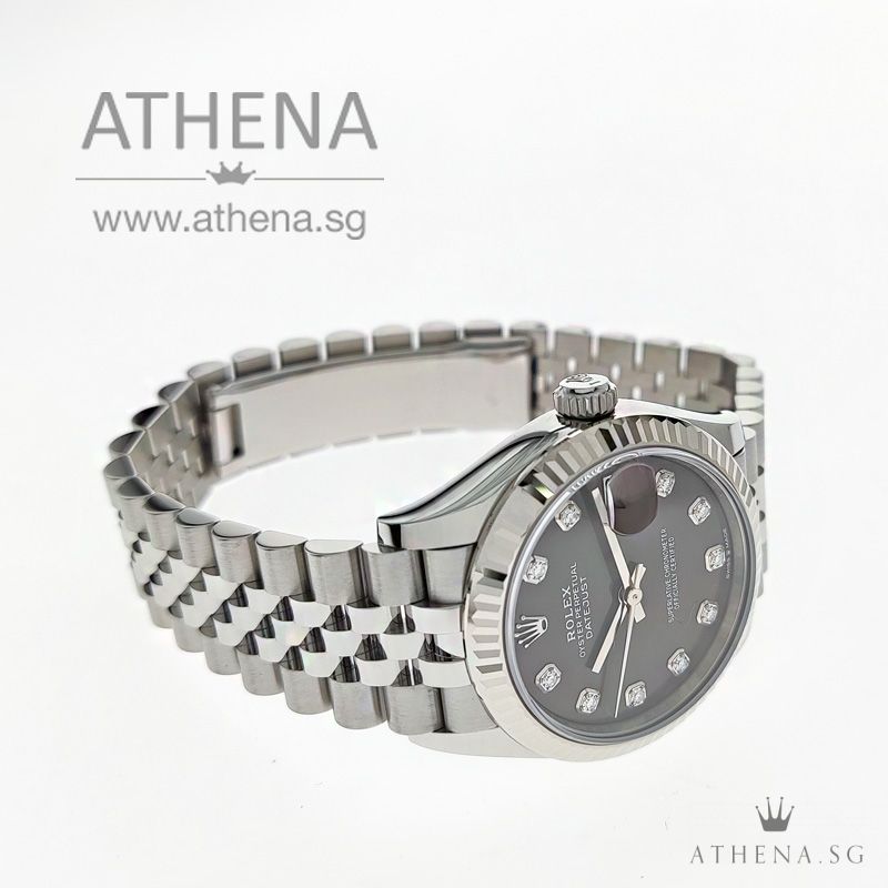 UNWORN !!! ROLEX MID-SIZE OYSTER PERPETUAL DATEJUST 31 "AN" SERIES "DARK GREY DIAMONDS DIAL" WITH BOX & CERT 278274 (UNDER AGENT WARRANTY) - Image 2