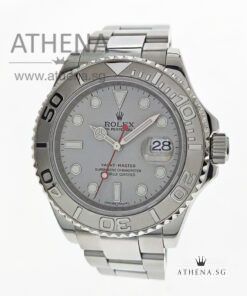 ROLEX ROLESIUM MENS OYSTER PERPETUAL DATE YACHT MASTER "G" SERIES "PLATINIUM DIAL" WITH BOX & CERT 16622