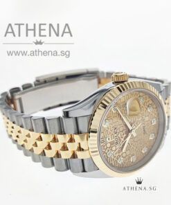 Alternative view of UNWORN !!! ROLEX YELLOW ROLESOR OYSTER PERPETUAL DATEJUST 36 "CHAMPAGNE JUBILEE DIAMOND DIAL " WITH BOX & CERT 126233