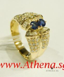 Alternative view of 18K Y/G BLUE SAPPHIRE DIAMOND RING 7.31G (SIZE 20)