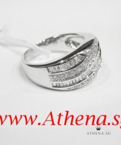 18K WHITE GOLD DIAMOND RING D26-0.24CTS TD49-0.48CTS 7.81G [SIZE 14.5]
