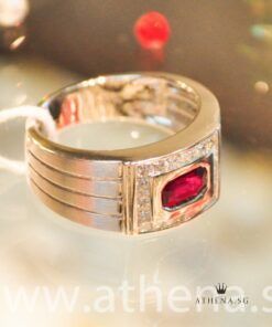 Alternative view of 18K W/G RUBY WITH DIAMOND RING PD22-0.45CTS 6.79G (SIZE 14) (WITH CERT)