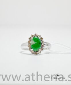 20K W/G JADE WITH DIAMOND RING D14-0.28CTS (SIZE 11)